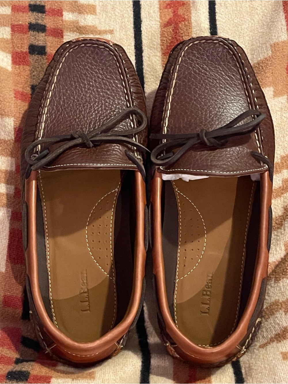 NIB LL Bean Premium Tumbled Bison Leather Moccasin / Slipper Style #238246
